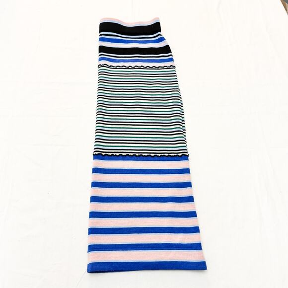 Marni x Uniqlo Blue Striped Patterned Pencil Midi Skirt Side Slit Size Medium - Picture 4 of 4